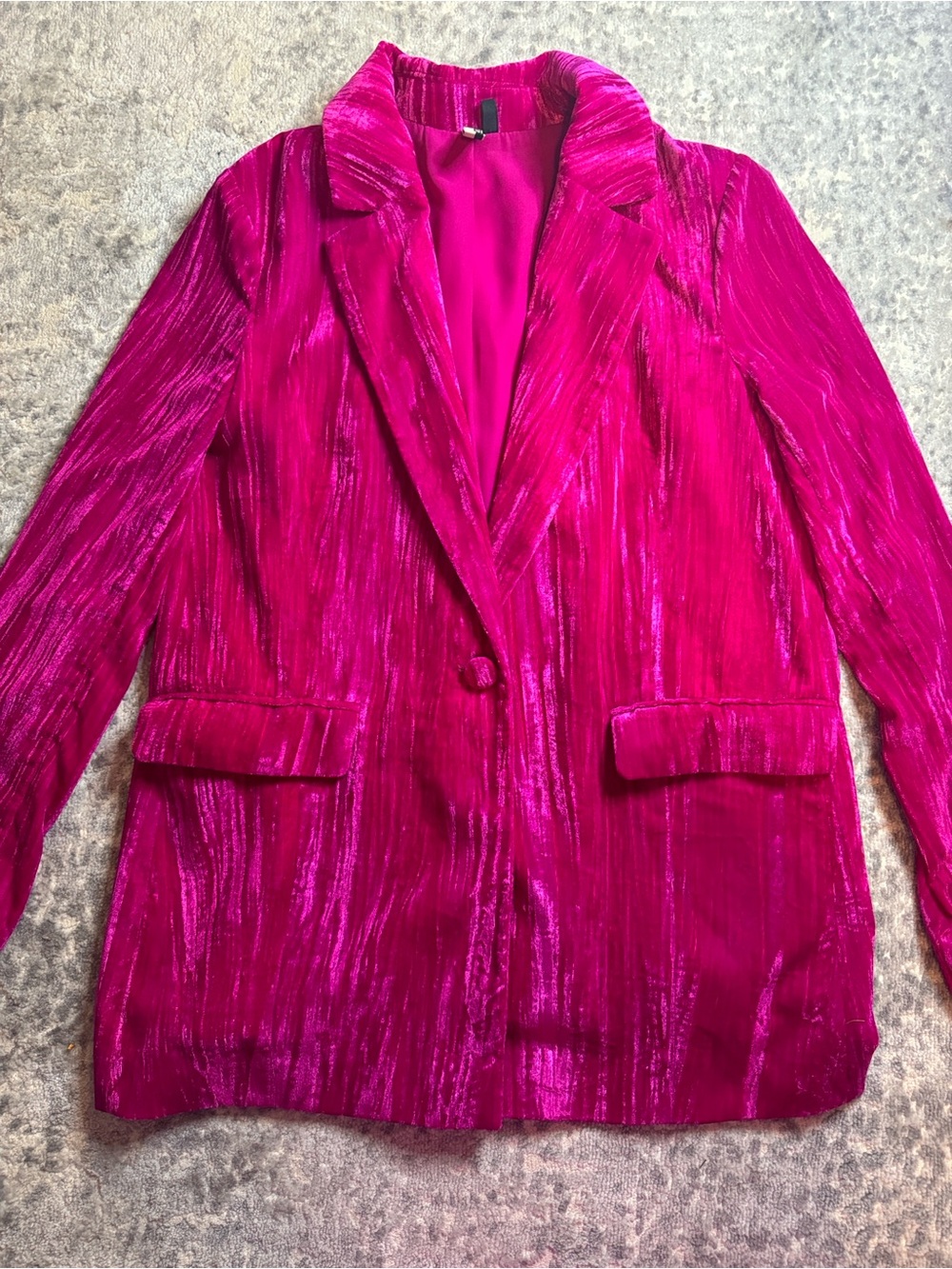 Topshop Fuchsia Velvet Blazer